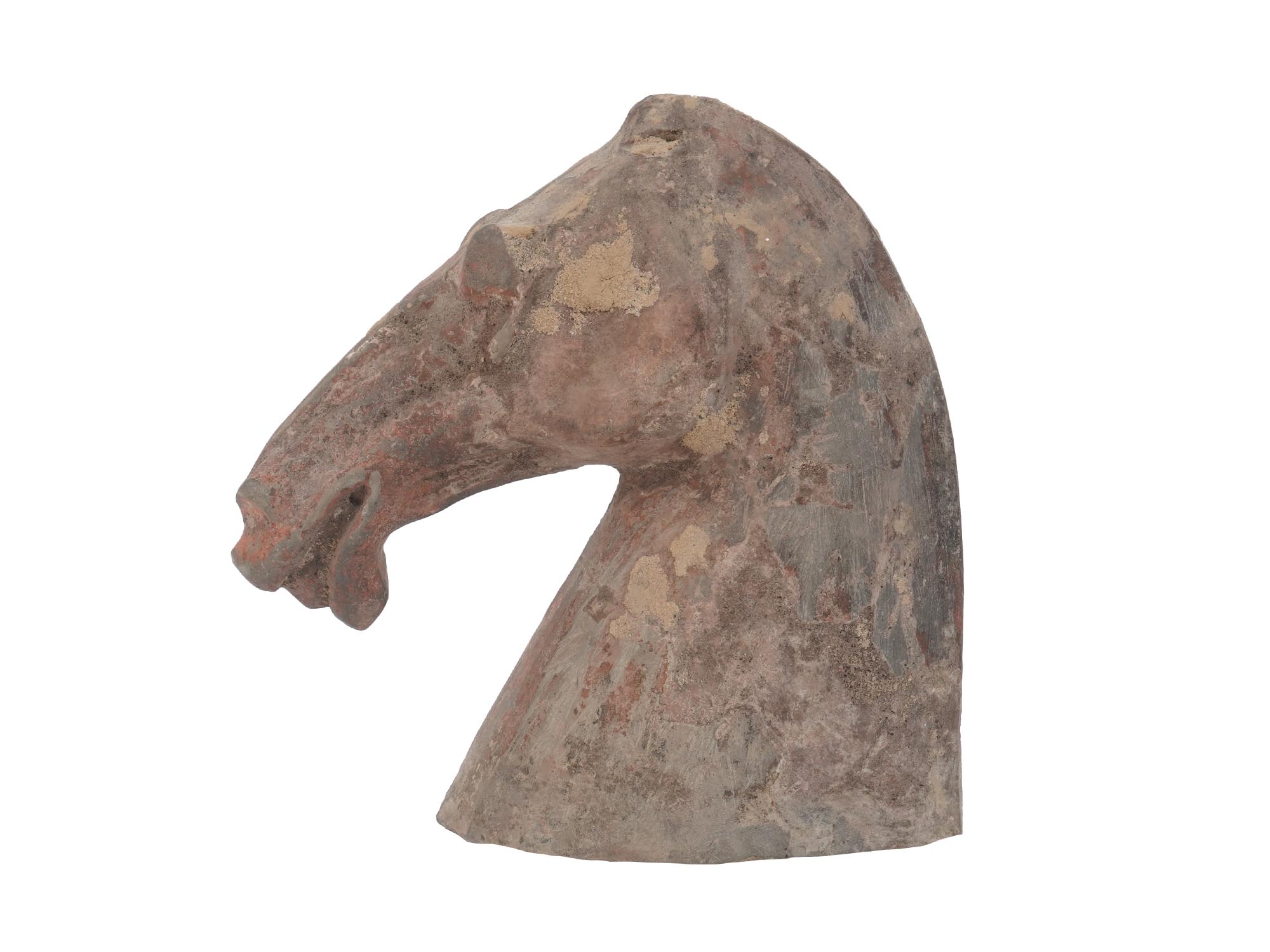 CHINESE TANG DYNASTY TERRACOTTA HORSE HEAD STATUE PIC-4